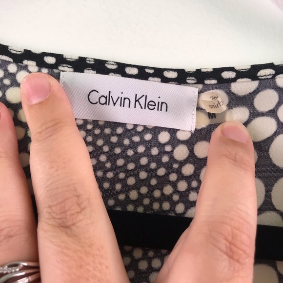 Calvin Klein Black Cream Circle Dress Tank 374-3 - Picture 4 of 5